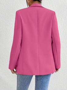 Women's Tailored Long-Sleeved Blazer -  And Beautiful Fashion - Hot Pink - View 2