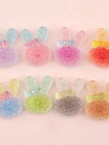 5pcs Glow-In-The-Dark Gradient Rabbit Beads (No Hole) Bow Tie Resin Accessories Cream Glue Handmade Material Kit DIY Headwear Hair Accessories 18*25mm - Glow-in-the-dark Rabbit - View 3