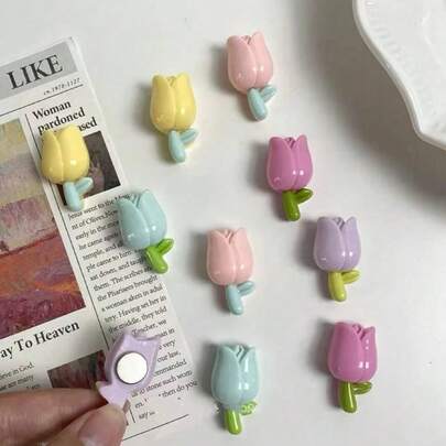 10 pezzi Calamite per frigorifero a forma di tulipani colorati, calamite floreali in resina, regalo perfetto per la Festa della Mamma, Festa dell'Insegnante, decorazione per la casa