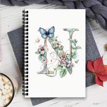 Initial Floral Spiral Notebook, 100 Spiral Bound Pages, Suitable For Study, Work And Note-Taking, Quality Paper Material, Sketchbook, High-Quality Paper, Gift Shoppers, Study Planner, Themed Diary, Notebook. Suitable For All 4 Seasons - A5 - View 6