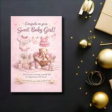 1/3 Sets Newborn Girl Welcome Card & Envelope Suitable For Nursery Decor, Baby Shower Gifts, Birth Announcement Baby Footprints, Gender Reveal Party - Multicolor - View 11
