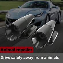 2个装车载超声波鹿哨，黑色抛光表面，被动式无声，驾驶安全配件，防止野生动物碰撞 - 2pc鹿鳴哨 - 查看 2