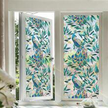 1pc Floral Dragonfly Sunlight Glare Static Cling Sticker, Reusable Self-Adhesive Glass Decal For Living Room, Bedroom, Bathroom Decoration, No Residue Easy Installation, Stained Glass Effect - Floral Window Stickers - View 10