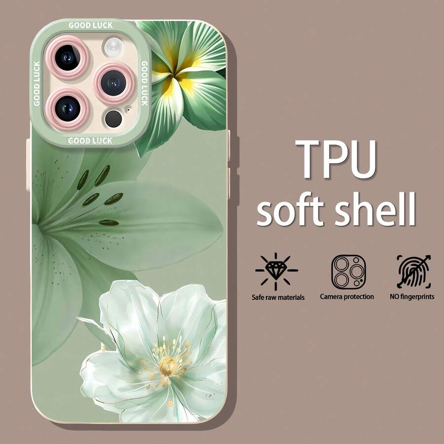 Flores verdes y blancas, naturaleza suave y elegante.funda de teléfono Fundas compatibles con ,Apple,VIVO,OPPO,,, y Honor.Fabricadas en silicona TPU,ofrecen protección contra golpes y caídas. - Blanco - Ver 1