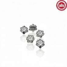 5 buah/kantong manik-manik lotus perak sterling 925, cocok untuk ujung rantai pembuatan gelang, aksesori perhiasan berkualitas untuk DIY. - Perak - View 5