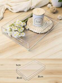 1pc Acrylic Tray, Fashionable Multifunctional, Transparent Rectangular Storage Box, Space-Saving, Can Be Used To Store Cosmetics, Snacks, Toiletries, And Food - Clear - View 12