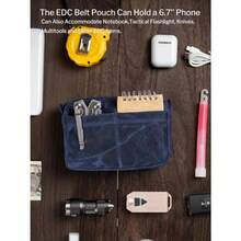 P8 Belt Pouch For Men EDC Bellt Pouch With Zipper Wait Pack EDC Pouch For Multitool Flahlight Knive Ca Phone Ed Canva EDC Organizer Pouch For Belt - 油蠟深藍色 - 查看 3