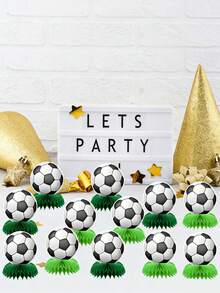Football Theme Party Decorations, Football Honeycomb Centerpiece, Sports Theme Desktop Decor, Football Desktop Honeycomb Decor, Suitable For Boy's Birthday, Baby Shower Party Supplies, 2026 World Cup International Football Party Decorations - Multicolor - View 2