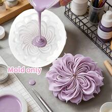 1pc 3D Dahlia Flower Silicone Mold, Heat Resistant Non-Stick Easy To Clean, Suitable For Candle Making, Soap Crafting, Cement Art, Beginner Friendly, Great For Home Decor, Couple's Gifts, DIY Crafts, Wedding Favors, Photography Backdrops, Collectibles - 1 Flower Roll Mold - View 3