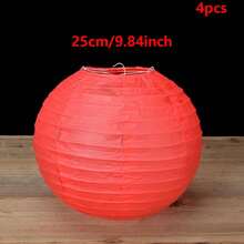 4pcs Red Foldable Paper Lanterns, Multipurpose Hanging Decor, Suitable For Chinese New Year, Birthday, Wedding And Other Occasions - Red - View 16
