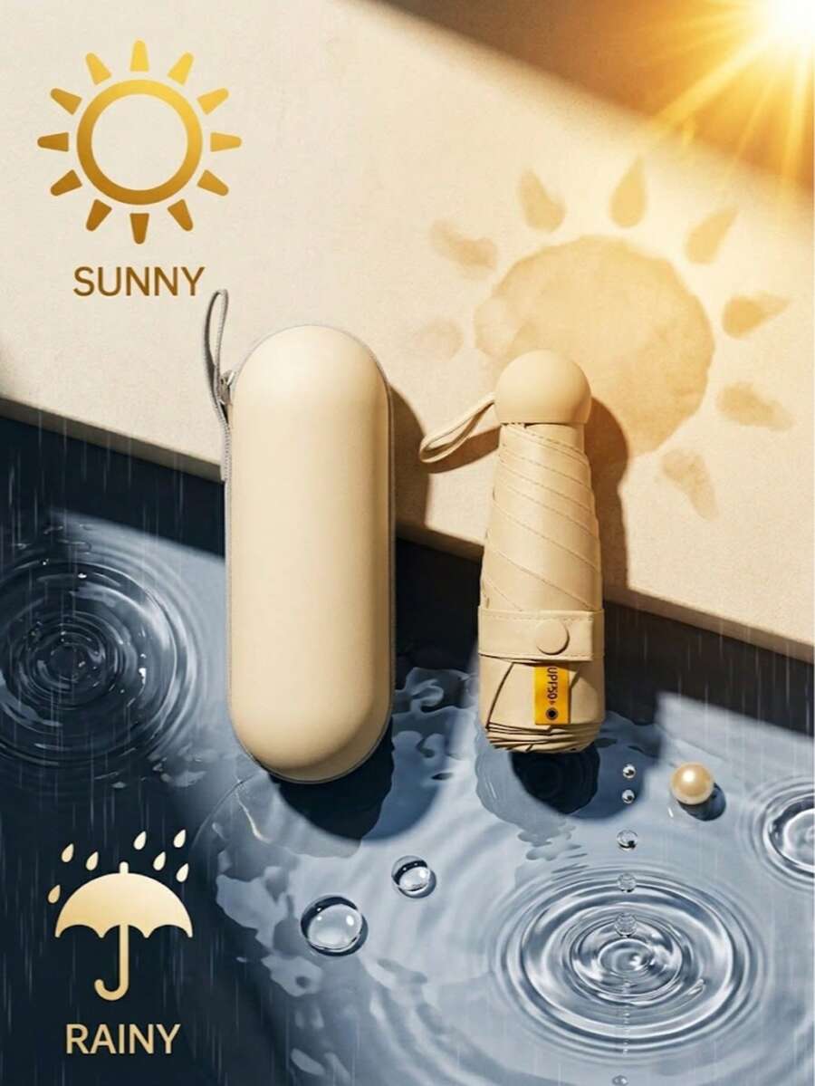 UPF50+迷你防曬傘，UV防護防水摺疊口袋傘附收納袋，超輕量便攜旅行傘，適合女性、手提包、背包、夏季旅行、海灘度假、露營、學校、辦公室及戶外使用