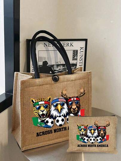 Bộ 1/2 túi tote in hình bóng đá World Cup, túi du lịch tái sử dụng tiện dụng, túi đựng mỹ phẩm dung tích lớn, quà tặng cho nữ sinh viên, giáo viên, lý tưởng cho ký túc xá đại học, du lịch, công sở, kinh doanh, đi làm, kỳ nghỉ, tựu trường, lễ hội, quà Phục sinh, quà Ngày của Mẹ, quà tặng người hâm mộ World Cup, quà Giáng sinh, túi đeo vai nhẹ, túi mua sắm, túi đi biển.