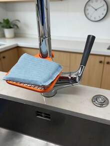 1 pieza Estante organizador para fregadero - Hecho de plástico, estante de almacenamiento multifuncional, se ajusta a grifos de 28 mm, puede sostener esponja, cepillo y paño de cocina, soporte para esponja, escurridor de paño de cocina, fácil de limpiar, accesorio de cocina - Multicolor - Ver 4