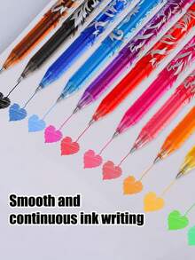 12pcs/Pack (6 Erasable Pens + 6 Refills) Colorful Erasable Gel Pens, 0.5mm Erasable Neutral Pen Set, Office Writing Stationery - Multicolor - View 7
