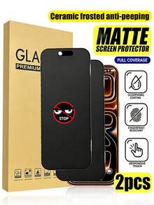 Bộ 3 miếng dán màn hình chống nhìn trộm mờ, chất liệu mềm mại, phủ toàn màn hình, chống nhìn trộm, chống chói, màng gốm, chống bám vân tay, tương thích với ốp lưng điện thoại, tương thích với iPhone 17 Pro Max/17 Pro Max/17 Air/16 Pro Max/16 Pro/16 Plus/16/15 Pro Max/14 Pro Max/13 Mini/12/11/XS Max/XR. Thích hợp sử dụng hàng ngày, văn phòng, nhà. Chống nước, chống sốc, chống trầy xước. - màu đen - Xem 11