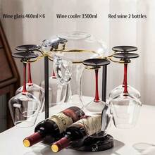 Homya - Estante de exhibición vertical para copas de vino mesa de cocina gabinete de vino enfriador de vino + 2 botellas 6 copas de vino estantes de vino de primera calidad - Jinfu26 - Ver 4