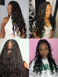 Y WIGS Tóc giả bện kiểu Boho, tóc thật gợn sóng nhẹ, 100% tóc nguyên chất chưa qua xử lý, không có mối nối, tóc xoăn tự nhiên, 100g, dài 14-22 inch, màu tự nhiên, nhẹ, kiểu Bora Bora Boho cho mùa hè, Giáng sinh, Cosplay, đám cưới, lễ hội âm nhạc. - Natural Black - Xem 10