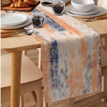 Vintage Oil Painting Style Table Runner, Suitable For Restaurant, Wedding, Outdoor Party Dining Table Decor, Abstract Modern Orange Minimalist Dresser Scarf, Coffee Table Cloth, Runner - Multicolor - View 8
