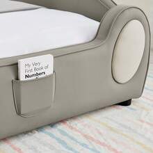 YOGLAD Twin Size Cloud Shape Guardrail Bed, Cute Cartoon PU Leather Upholstered Bed With High Side Rails & Rounded Edges, Waterproof Easy Clean Platform Bed With Storage Pocket For Books, Modern Lovely Low Profile Bed Frame For Bedroom - 米色 - 查看 7