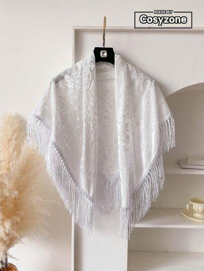 1pc Elegant Paisley Pattern Jacquard Flocked Scarf, Fashionable Versatile Tassel Shawl Wrap For Women, Suitable For Casual And Street Wear