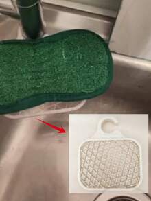1 pieza Estante organizador para fregadero - Hecho de plástico, estante de almacenamiento multifuncional, se ajusta a grifos de 28 mm, puede sostener esponja, cepillo y paño de cocina, soporte para esponja, escurridor de paño de cocina, fácil de limpiar, accesorio de cocina - Multicolor - Ver 7