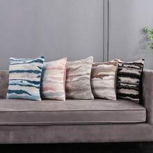 Juego de 2 fundas de almohada decorativas de piel sintética negra y blanca 50 x 50 cm Rayas es y beige Uso en interiores y decorativo - negro - Ver 6