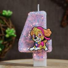 Bougies chiffres de chien de dessin animé, bougies d'anniversaire numéros 0-9 pailletées rose et violet, convient pour diverses décorations de fête et tous les groupes d'âge - Multicolore - Voir 15