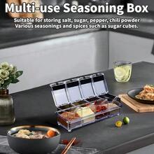 Four In One PET High Transparency Plastic Seasoning Box Set For Kitchen And Household Use With Spoon Seasoning Bottle - White - View 5