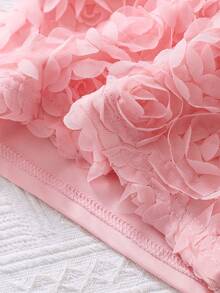 Girls 3D Rose Camisole Top And Double-Layer Tulle Skirt Set - Pink - View 9