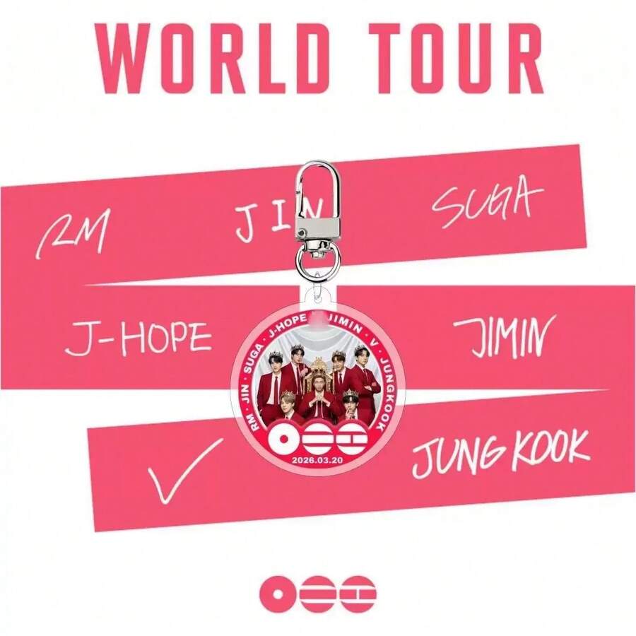 2026 BT/S <ARIRANG> 世界巡演鑰匙圈 (SWIM/ Body To Body/2.0) V JIMIN J-HOPE RM JIN，附個人色彩鑰匙圈、吊飾，適用於衣物、包包、車鑰匙 - 創意可愛派對裝飾 - 彩色 - 查看 1