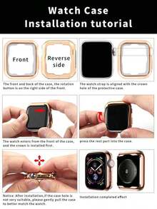 Stainless Steel Watch Band Compatible With  41mm 40mm 38mm 45mm 44mm 42mm, Fits  Series 10/9/8/7/6/5/4/3/2/1/SE/SE2, Slim Luxury Band + Screen Protector UNBJ - Gold - View 7