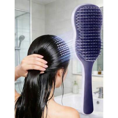 1pc Wet/Dry Detangling Brush With Scalp Massager & Non-Slip Handle - Gentle Hair Accessory & Care Essential For Women, Suitable For Curly, Massage,Straight, Coarse & Fine Hair, Styling Tool | Portable For Daily & Travel Use, Tangle-Free Shiny Hair,Massager.