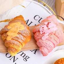 1pc Realistic Slow Rebound Cheese Croissant Bread Cake Display Dessert Stand Decor Party Supplies - Croissant Original Color - View 4
