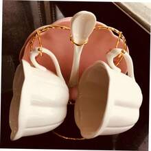 Set Of 2 Heart-Shaped Stainless Steel Cup Hangers – Kitchen Storage, Cup & Plate Rack, Countertop Tableware Organizer, Multi-Functional Drying Rack - Gold - View 7