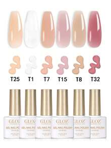 GLOZ 6pcs T25T1T7T15T8T32 Gel Nail Polish Set Spring Summer Fall Winter 6 Colors Glossy Long Lasting Shiny Anti Fade Dustproof Quick Dry Comfortable Great Valentine's Day Gift For Girlfriend Mother Surprise Suitable For LED Lamp - Multicolor - View 7