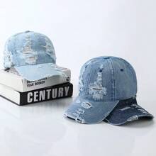 Mũ lưỡi trai mùa xuân/hè, mũ lưỡi trai bằng vải denim thoáng khí, mũ snapback cá nhân hóa, mũ chống nắng cổ điển dành cho nam và nữ. - Nhiều màu - Xem 3