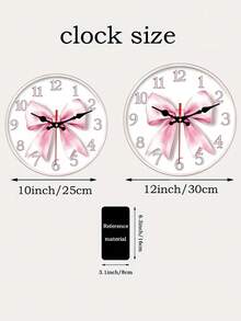 2D Pink Bow Pattern Wooden Wall Clock, 10/12 Inch, Powered By AA Battery (Battery Not Included) - Farmhouse Style Home Decor Suitable For Kitchen, Bedroom, Office, Easy To Read Living Room Decoration - 1PC - View 4