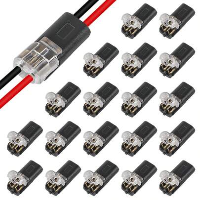 20Pcs LED Wire Connectors, 2 Pin Universal Compact Wire Terminals, No Wire-Stripping Required, Quick Splice Pluggable Low Voltage Wire Wiring Connector