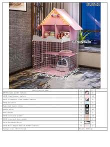 Extra Large Indoor Cat Cage Villa With Storage Cabinet And Litter Box, Spacious Freedom For Pet Cats - Multicolor - View 15