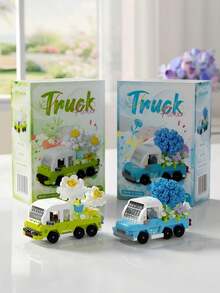 Mini Building Block Flower Set, Car Building Blocks, 3D Model Desktop Decor Collectible, Building Block Potted Plant, Creative Building Block Ornament, Room Decoration, Suitable As Creative Gift For Friends, Holiday/Birthday Gift, Memorable Gift - Floral Series - View 4