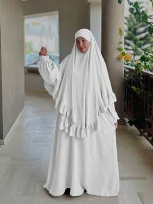 1 chiếc khăn trùm đầu Hijab, Abaya dành cho người Hồi giáo, thiết kế xếp ly ở gấu áo, kiểu dáng cổ điển, đa năng, phù hợp cho mặc hàng ngày và cầu nguyện. - Nhiều màu - Xem 6
