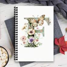 Initial Floral Spiral Notebook, 100 Spiral Bound Pages, Suitable For Study, Work And Note-Taking, Quality Paper Material, Sketchbook, High-Quality Paper, Gift Shoppers, Study Planner, Themed Diary, Notebook. Suitable For All 4 Seasons - A5 - View 7