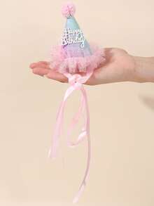 1件装女孩生日派对渐变彩虹3D亮片发箍，粉色薄纱“生日快乐”3D字母发饰，适合生日庆祝活动 - 彩色 - 查看 5