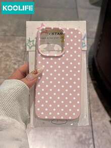 1pc White Polka Dot Pattern, Pink TPU, Large Cutout, Shock-Resistant Ultra-Thin Minimalist Phone Case, Compatible With Apple 11/11pro/11promax/12/12pro/12promax/13/13pro/13promax/14/14plus/14pro/14promax/15/15plus/15pro/15promax/16/16plus/16pro/16promax/16e/17/17 Pro/17 Pro Max/17 Air - Pink - View 5