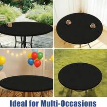Khăn trải bàn tròn co giãn 36-44 inch/45-56 inch, chống thấm nước, co giãn, có thể giặt được, thích hợp cho cắm trại, ăn uống, trong nhà và ngoài trời, màu đen. - A - Xem 8
