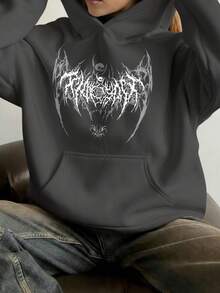 Set Of Elegant Women, Hoodie, Sets For, Women's Sweatshirts Skull Wings Bat Dark Metal Graphic Vintage T Shirts Graphic T Shirts Women's Sets, Tracksuits For Women, Tops For Women, Women's Summer Sets - 灰色 - 查看 2