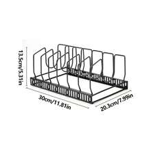1Pc Pot And Lid Organizer Rack With 7 Adjustable Dividers Kitchen Cabinet Pantry Countertop Storage Holder For Cookware Pan Organizer - Black - View 2