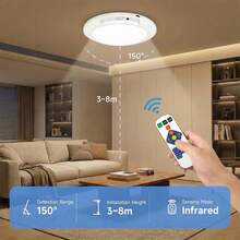 Wireless Motion Sensor Ceiling Light With Remote Control, USB Rechargeable Magnetic Installation LED Night Light Suitable For Bathroom, Garage, Shed, Attic, Basement, Corridor - Rechargeable - View 5