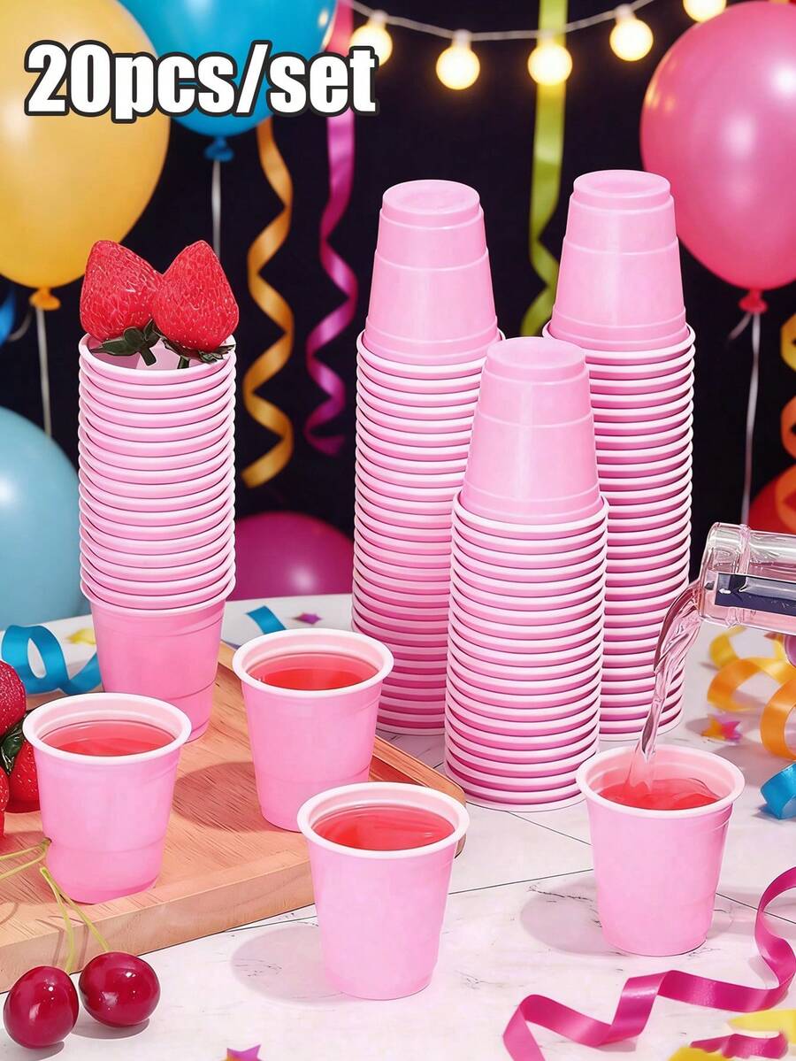 20个迷你派对纸杯，2盎司渐变粉色纸杯，适用于派对、野餐、婚礼、家庭、办公室，可重复使用，母亲节派对用品 - 彩色 - 查看 1
