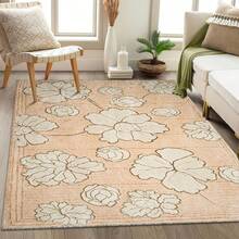 Floral Design Floor Mat - Elegant Peach And Cream Flower Pattern Living Room Rug - Perfect For Home Decor, Modern Aesthetics And Ambiance - Suitable For Bedroom, Office, And Family Room - Large Size Living Room Rug - Artistic Decorative Floor Mat - Large Living Room Carpet - Decorative Floor Mat For Bedroom - 1PC - View 7